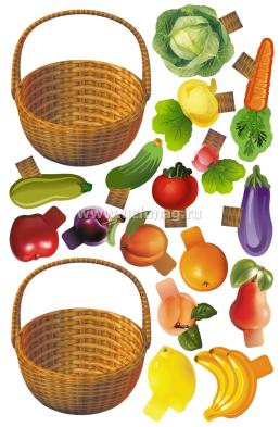 Дидактический обучающий комплект. Игры для детей "Во саду ли, в огороде": 2 корзины, 8 овощей, 8 фруктов — интернет-магазин УчМаг